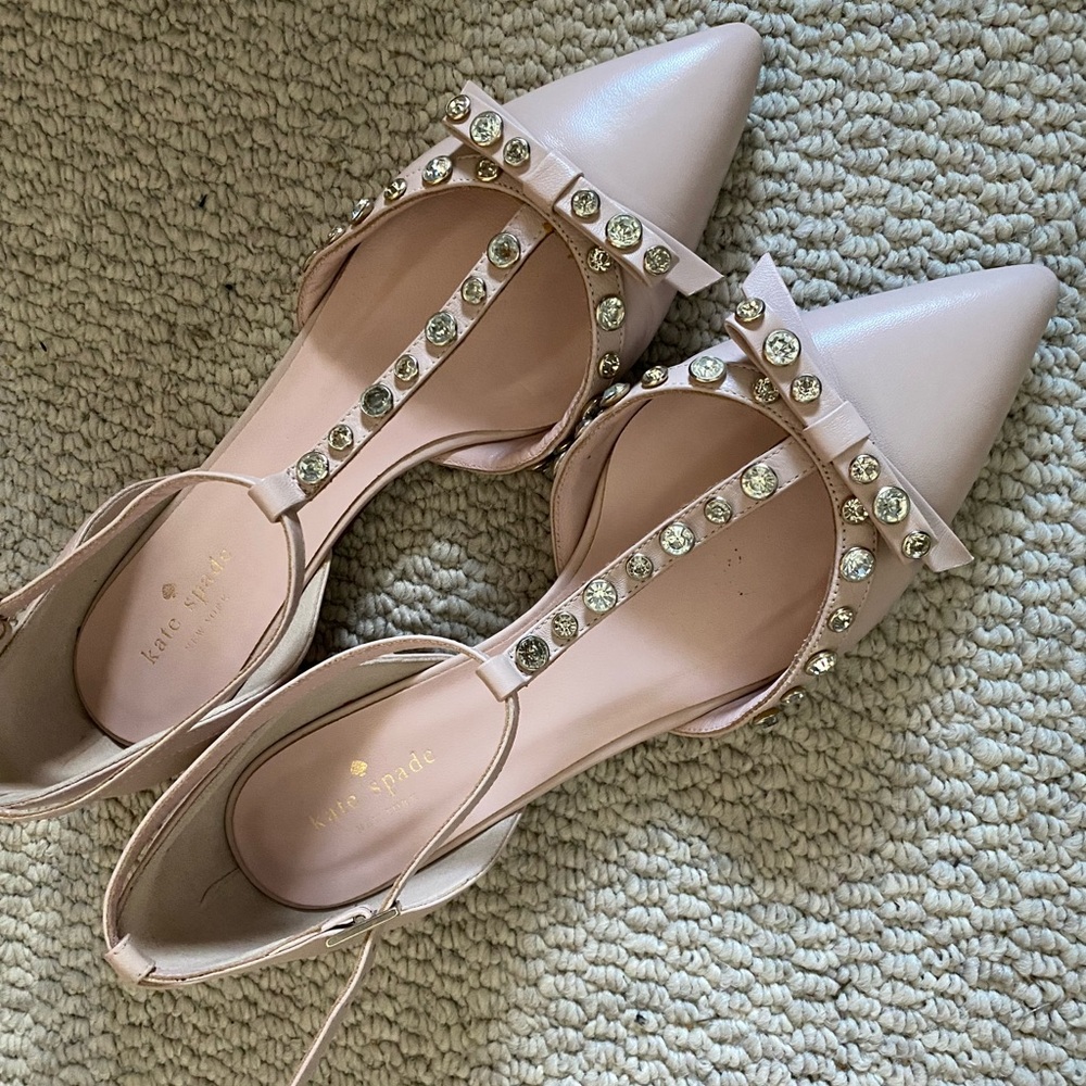 Kate Spade Pink Flats with Rhinestone Accents - Picture 1 of 3